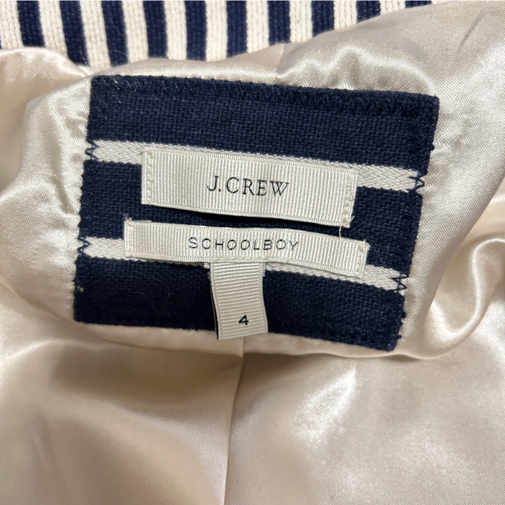 J Crew Schoolboy Womens Blazer Jacket Sz 4 Linen Gold Buttons Preppy Classic - Picture 7 of 10
